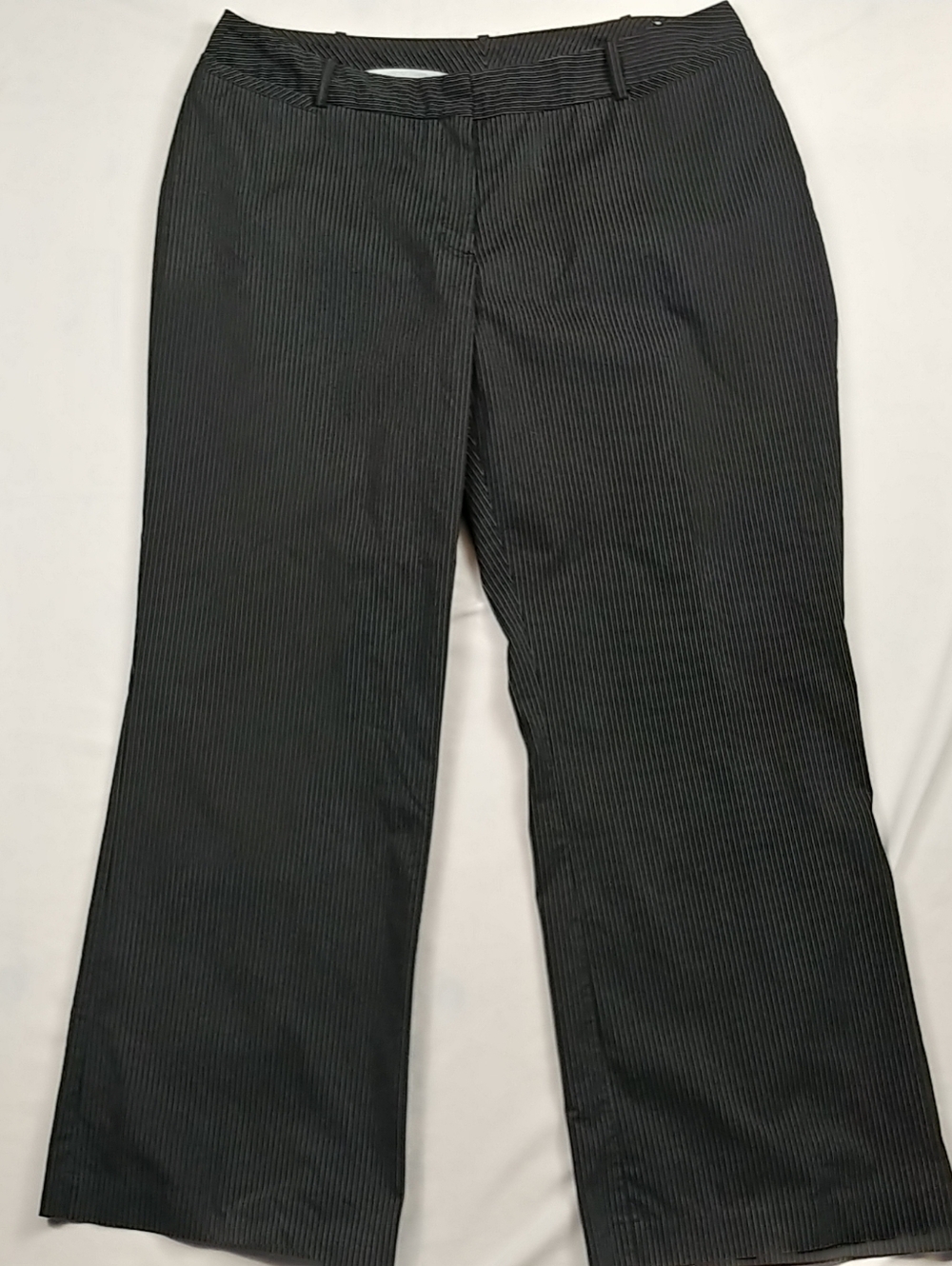 Worthington Curvy Fit WideLeg Trousers Women 18 Pinstripe Black Gray Career Wear